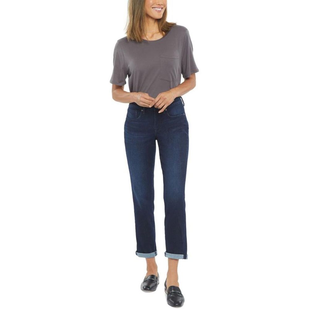 NWT NYDJ Womens Margot Blue Mid-Rise Girlfriend Denim Ankle Jeans